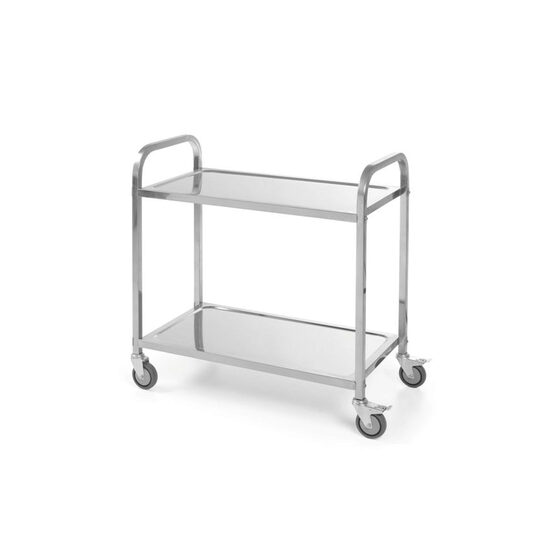 Carucior servire din inox cu 2 rafturi, HENDI SMART, sarcina un raft 50 kg, 4 roti pivotante, dimensiuni 800X450X(H)900 mm