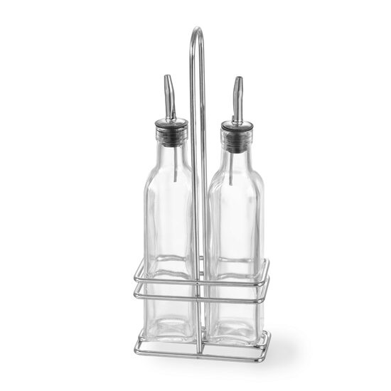 Oliviera cu 2 sticle ulei/otet in suport si cu picurator, 230 ml, 115x60x(H)325 mm, Hendi