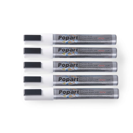 Set 5 markere albe pentru tabla, grosime scris 2-6 mm, Hendi