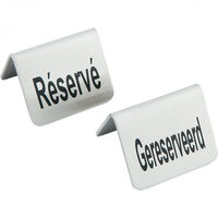 Semn Hendi pentru masa Rezervat, 4 piese, otel inoxidabil, 52x(H)40 mm