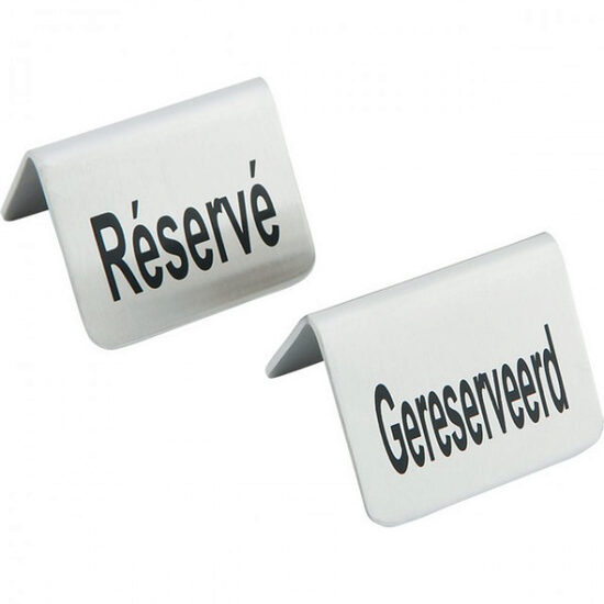 Semn Hendi pentru masa Rezervat, 4 piese, otel inoxidabil, 52x(H)40 mm