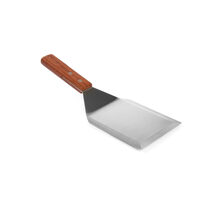 Spatula profesionala pentru hamburger/gratar, Hendi, din Inox, maner de lemn, 120x75x(L)280 mm