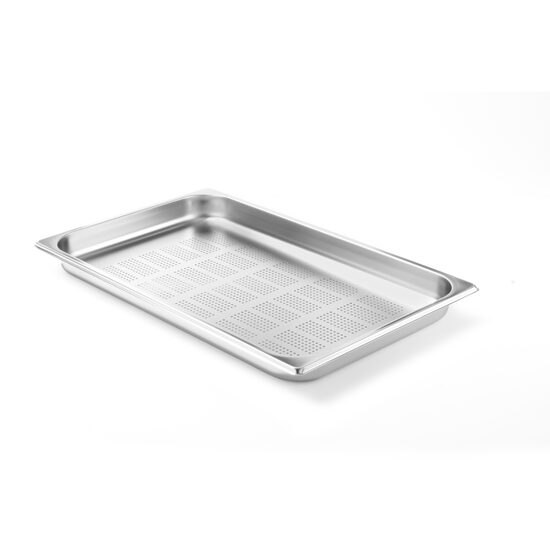Tava perforata Gastronorm GN 1/1, adancime 40 mm, 5.3 lt, inox, gama Hendi Profi Line, grosime perete inox 0.8 mm