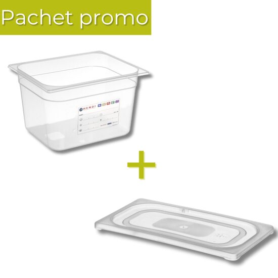 Pachet Tava GN 1/2 200mm 12.5L + Capac GN 1/2 polipropilena