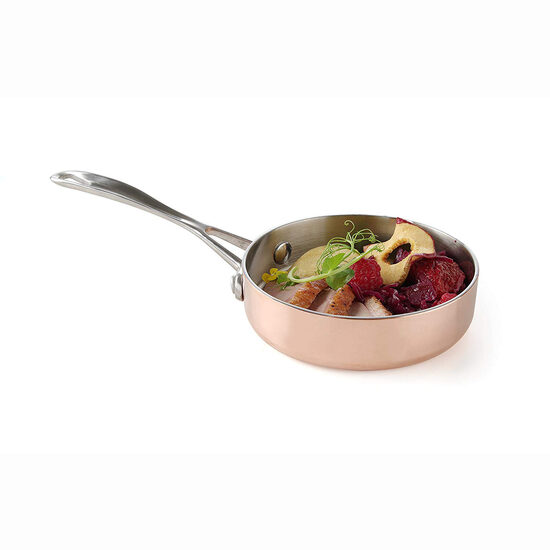 Mini tigaie pentru prajit Hendi, cupru/aluminiu/otel inoxidabil, 12 cm diametru x 3 cm inaltime