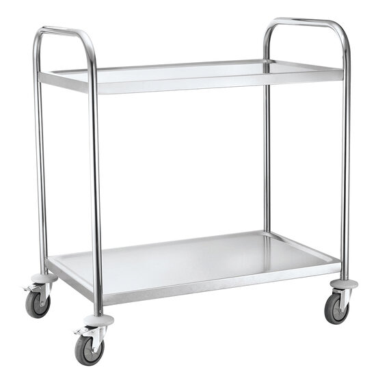 Carucior depozitare si servire cu 2 rafturi 830x510x(H)950 mm, corp inox, rafturi otel cromat, Hendi