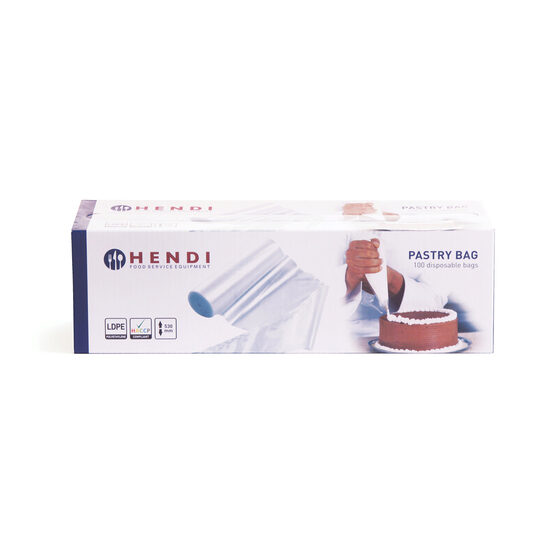 Set 100 pungi pentru patiserie de unica folosinta, Hendi, 445x220 mm, pentru preparare calda si rece
