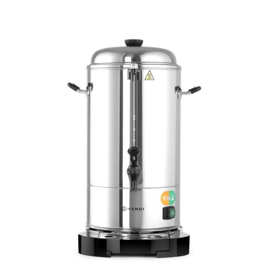 Percolator / cafetiera profesionala, 6lt, Hendi, cu pereti dubli din inox, 1500W, diam. 241x (H)480 mm, robinet anti-picurare, temperatura ajustabila pana la 100 C, filtru incorporat pentru cafea macinata