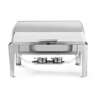 Chafing dish cu capac Rolltop, Gastronorm 1/1, 9lt, inox, 66x49x(H)46 cm, Hendi, include 2 suporturi pentru combustibil incalzire