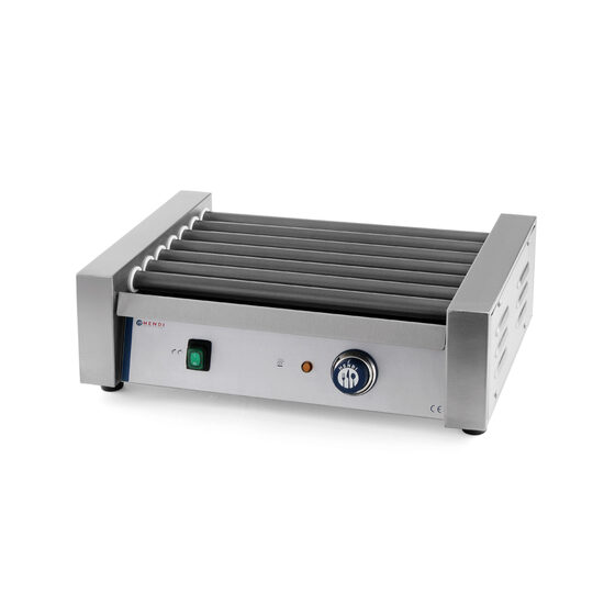 Grill tip rola pentru carnati, Inox, cu 7 role de latime 42 cm, 740 W, Hendi, strad anti-aderent, temperatura reglabila pana la 150 C