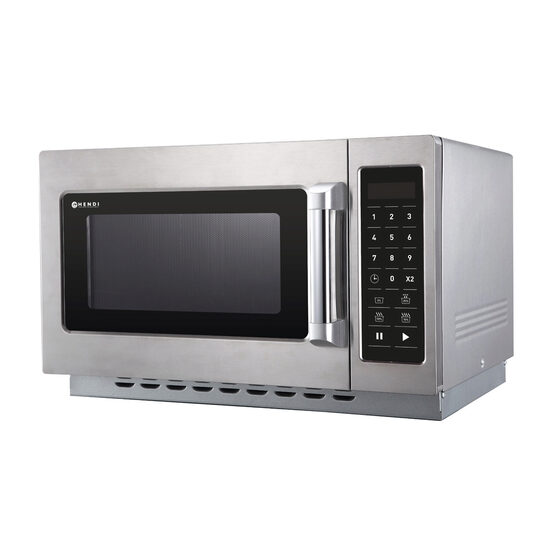 Cuptor microunde profesional, volum 34 lt, programabil, putere iesire 1000W, corp si camera inox 370x385x(H)230 mm, placa ceramica, Hendi