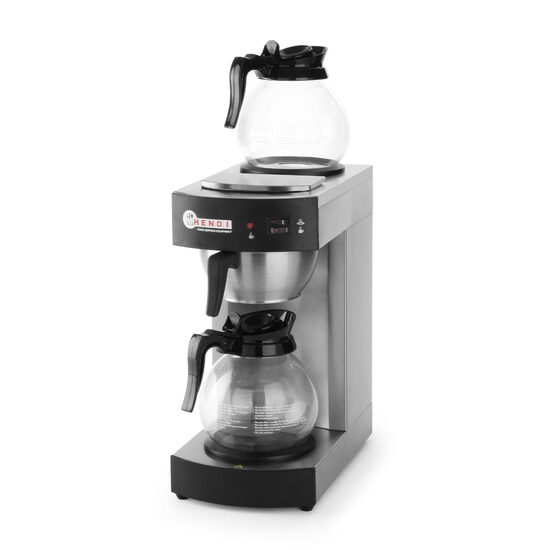 Cafetiera profesionala, Hendi, cana 1.8 lt, 2100W, 2 plite mentinere la cald, carcasa si suport filtru din inox