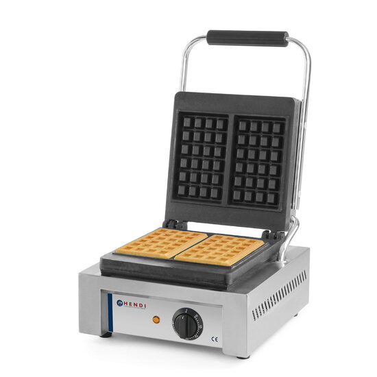 Aparat preparare vafe/waffles, profesional, Hendi, 1500W, suprafata gatire din fonta cu start anti-lipire, 480x320x(H)226 mm