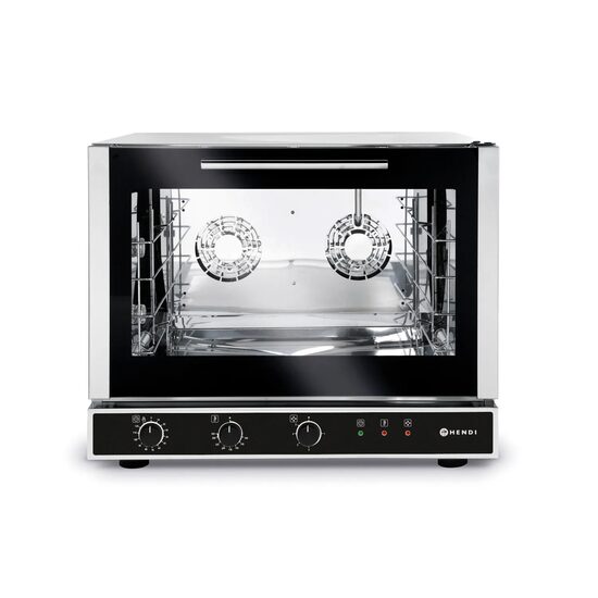 Cuptor convectie Hendi cu umidificare, capacitate 4 tavi 600x400 mm, 2 elemente incalzire, 2 ventilatoare, termostat reglabil, 50-300gr C, timer 0 - 120 min, 6400 W, 790x750x(H)635 mm