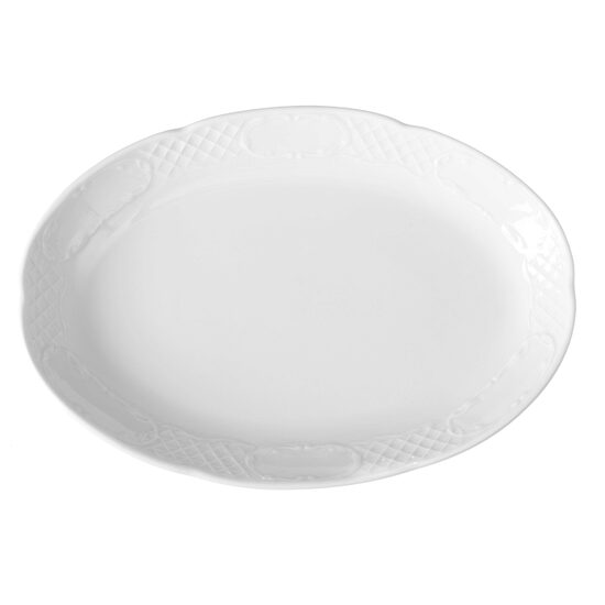 Platou oval portelan, 280x180 mm, Hendi, gama FLORA, portelan dur cu margini intarite