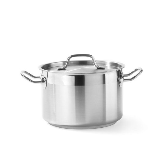 Oala / cratita cu capac 23,5 Lit, 36 cm diametru x23 cm inaltime, inox, gama Hendi Profi Line, potrivita si pentru uz profesional