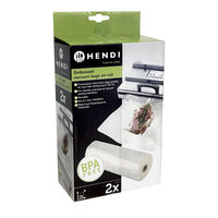 Set 2 role pungi vacuum gofrate 20 cm x 6 metri, Hendi, 2 straturi, 75 microni grosime, filtru UV