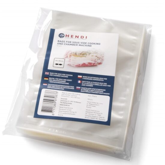 Set 100 pungi vacuum netede 200x300 mm, Hendi, 2 straturi, 65 microni grosime, filtru UV