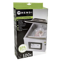 Set 100 pungi vacuum netede pentru gatit 300x400 mm, Hendi, ideale pentru gatit in sistem Sous-vide, 2 straturi, 75 microni, filtru UV