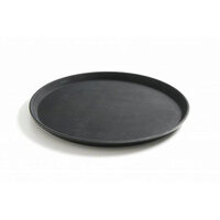 Tava servire rotunda diam. 28 cm, polipropilena neagra cu suprafata anti-alunecare din cauciuc, Hendi, rezistenta la socuri si zgarieturi