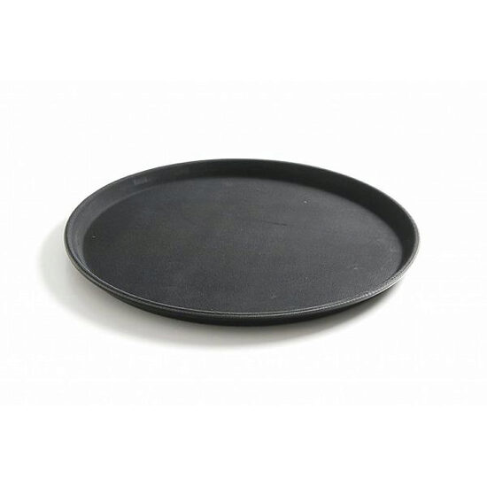 Tava servire rotunda diam. 28 cm, polipropilena neagra cu suprafata anti-alunecare din cauciuc, Hendi, rezistenta la socuri si zgarieturi