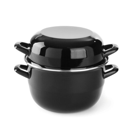 Oala emailata cu capac pentru scoici 2,3 Lit ,20 cm diametru x19 cm inaltime Hendi