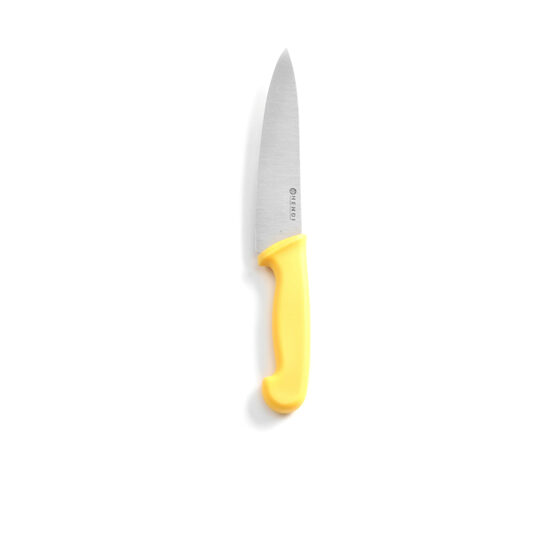 Cutitul bucatarului, galben, 180/320 mm, lama inox grosime 2.5 mm, in conformitate cu normele de igiena HACCP, Hendi, potrivit si pentru uz profesional