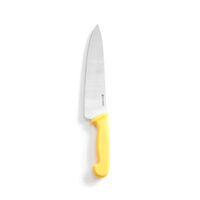 Cutitul bucatarului, 24/38.5 cm, lama inox grosime 2.5 mm, maner galben, respecta normele de igiena HACCP, Hendi, potrivit si pentru uz profesional