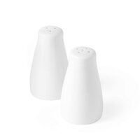 Set condimente din portelan, 2 piese, Hendi, pentru sare si piper, diametru 4.2 cm, inaltime 8 cm.