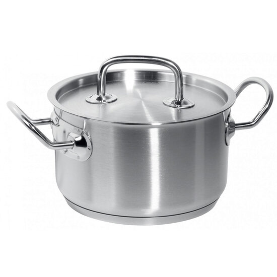 Oala cu capac, capacitate 3,5 Lit, 20 cm diametru x11,5 cm inaltime, Hendi Kitchen Line, din inox de cea mai buna calitate 18/0, grosime 0.7 mm, potrivita si pentru uz profesional