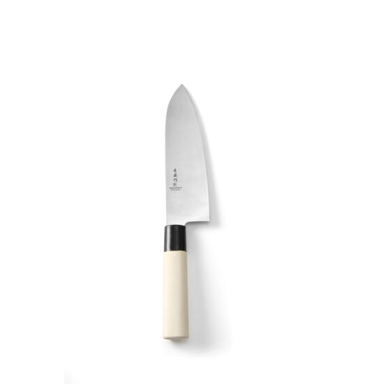 Cutit japonez "Santoku", Hendi, calitate superioara, grosime lama 2 mm, maner traditional din lemn, 165/295 mm