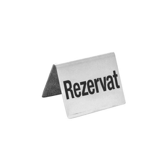 Semn pentru masa - Rezervat/Reserved, inox, 4buc/set, 50x35x(h)40