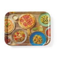 Tava de servire dreptunghiulara suprafata antiderapanta, cu imprimare, HENDI, tasty pizza & pasta, 330x430mm