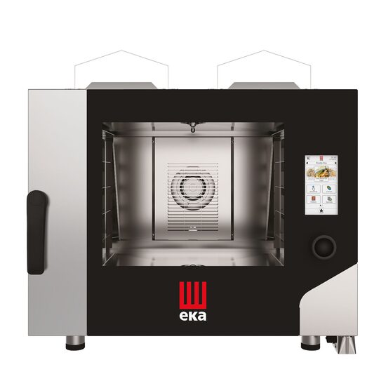 Cuptor pe gaz cu convectie cu abur Millennial Touch Screen Bakery, 4 x 600x400mm Tecnoeka, 230V/300W, 9300kW, 850x1035x(H)800mm