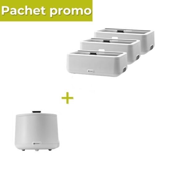 Pachet 3x Chafing dish electric UNIQ, Hendi, GN 1/1, Alb + Supiera UNIQ, HENDI, 8L, Alb