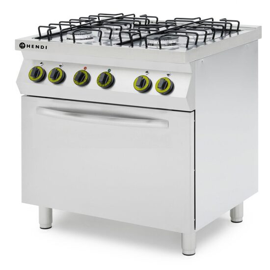 Masina de gatit cu 4 arzatoare gaz si cuptor electric GN1/1, HENDI Smart, 230V, 3000W, 17000kw, 800x700x(h)900mm