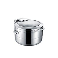 Chafing dish rotund pentru inducție cu capac din sticlă De Luxe, 9 l Fine Dine 