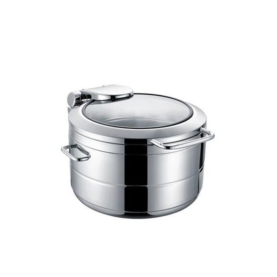 Chafing dish rotund pentru inducție cu capac din sticlă De Luxe, 9 l Fine Dine 