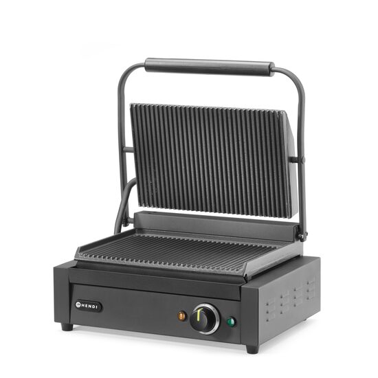 Grill Panini Hendi, striat pe partea superioara si inferioara, 2200W, negru