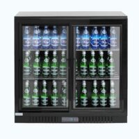 Vitrina frigorifica bar 198L cu doua usi glisante 900x520x(H)835 mm, negru, Barmatic 