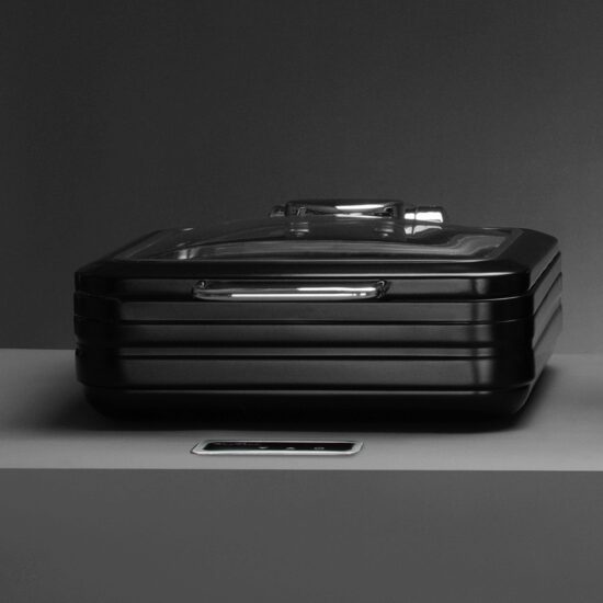 Încălzitor cu inducție cu capac din sticlă De Luxe Black, GN 2/3 Fine Dine 