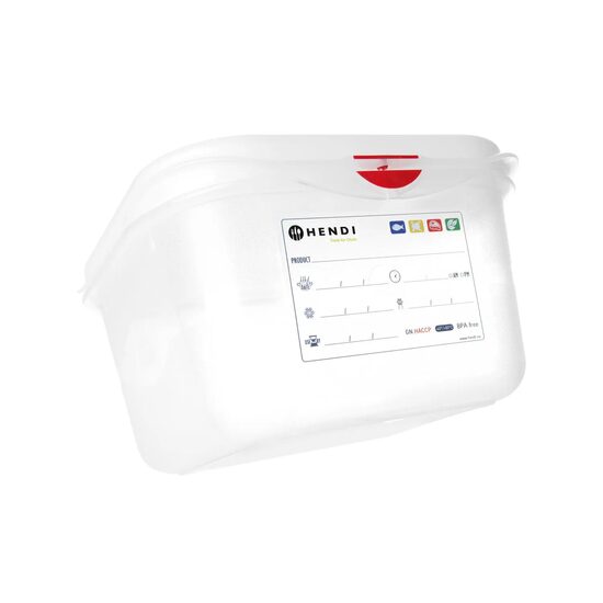 Container GN 1/9 polipropilena, HENDI, GN 1/9, 1L, transparent, 176x108x(H)100mm, dreptunghiular