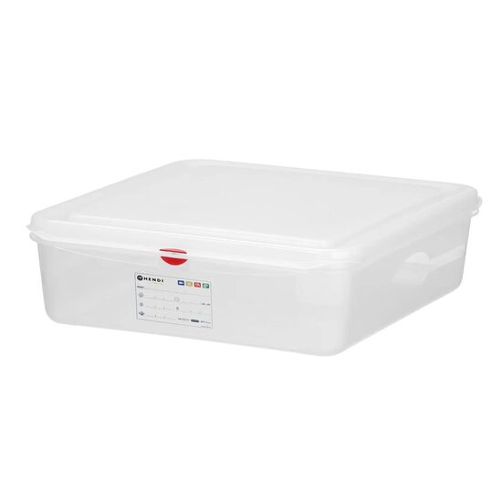 Recipient GN 1/1 din polipropilena, HENDI, GN 1/1, 28L, Transparent, 530x325x(H)200mm, Dreptunghiular