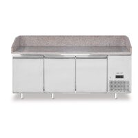 Masa rece cu blat de granit pentru pizza, 3 usi, Arktic, 375L, 230V/400W, 2010x800x(H)875mm