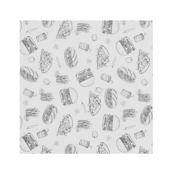 Hartie rezistenta la grasimi ,  HENDI, Fast Food Illustration Pattern, 500 pcs., 305x305mm