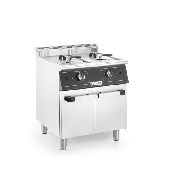 Friteuza electrica dubla cu spatiu de depozitare,2x24L,24kw, 400V, 700x700x(H)850+90 mm