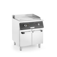 Grill electric mixt cu spatiu de depozitare, 1/3 striat, 2/3 neted, 9kw, 400V, 700x700x(H)850+90 mm