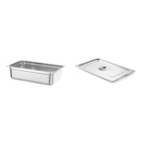 Pachet Tava Gastronorm GN 1/1, adancime 150 mm, 19.8 litri, gama Hendi Profi Line, otel inoxidabil plus capac cu maner pentru tava gastronom GN 1/1, Profi Line, din inox