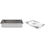 Pachet Tava Hendi Gastronorm GN 1/1 100 mm 13.2 lt - gama Profi Line, otel inoxidabil plus Capac Hendi Gastronorm fara fanta pentru lingura servire GN 1/1 - gama Profi Line, otel inoxidabil