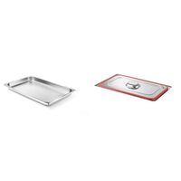 Pachet Tava Hendi Gastronorm GN 1/1 20 mm 2.6 lt - gama Profi Line, otel inoxidabil plus Capac Gastronorm cu banda siliconata GN 1/1